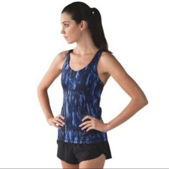 Lululemon Kanto Catch Me Tank Top Blue/Black Size 6 - Picture 1 of 9